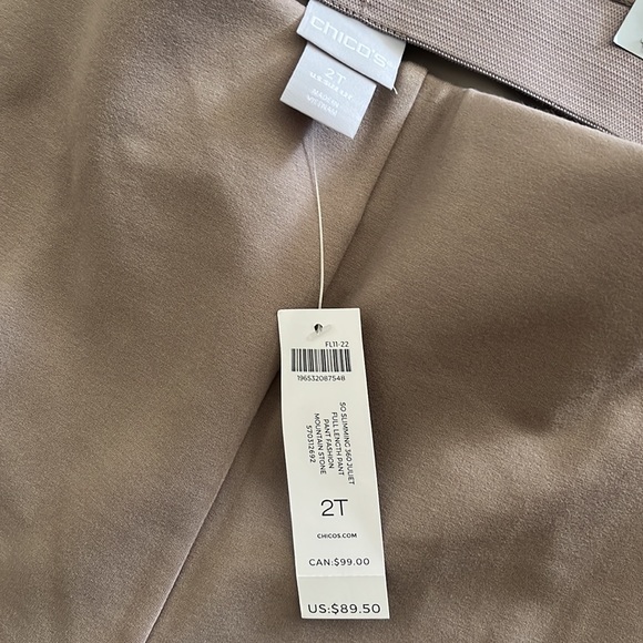 NWT Chico’s Elastic-Waist Slim-Legged Taupe Ankle Trousers Size 12T - Picture 3 of 5